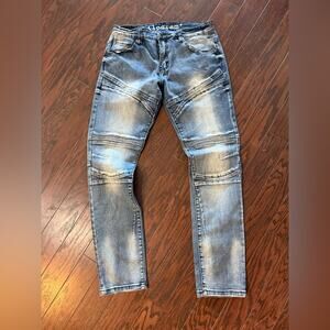 Kilogram blue washed curve biker vintage jeans men 36\31 cotton spandex